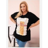 Kesi Włoski Dámske bavlnené tričko Plus Size s nápisom „Day Dream“ čierna + oranžová