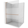 Mexen Kioto+ L, sprchová zástena Walk-In s poličkou a vešiakom 70 x 200 cm, 8mm číre sklo-námraza, medený matný profil, 800-070-123-65-35