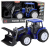 LEAN TOYS Farmársky traktor s pohyblivými svetlami vedra znie modro 1:10