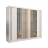 | Šatníková skriňa so zrkadlom SANTINO 250x215 cm biela/dub craft | MT0118