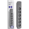 Qoltec Power strip | 6 zásuviek | 1,8 m | Šedá