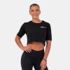 NEBBIA Dámske tričko Crop Top Minimalist Logo Black L
