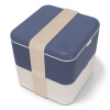 Svačinový bento box MonBento Square Natural Blue | krémová, fialová