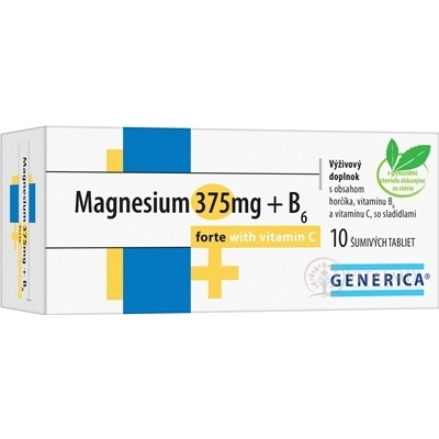 GENERICA Magnesium 375 mg + B6 forte s vitamínom C tbl eff 10 ks