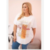 Kesi Włoski Dámske bavlnené tričko Plus Size s nápisom „Day Dream“ biela + oranžová