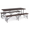 Cateringový stôl 180 cm + 2 lavice banketová súprava hnedá ModernHome