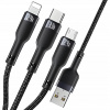 Kábel Boste USB - USB typ C / microUSB / Lightning 1,2 m čierny