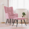 zahrada-XL Relaxačné kreslo s podnožkou ružové zamat 328088