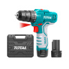 Vŕtací skrutkovač aku, 12V Li-ion (2x), 1500mAh TOTAL-TOOLS