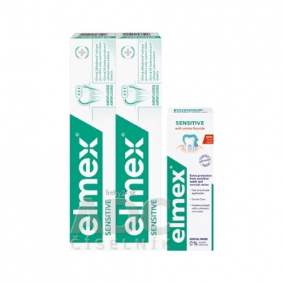 Elmex Sensitive zubná pasta 2 x 75 ml + ústna voda 100 ml darčeková sada