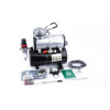 Airbrush set: Kompresor AS-186 a pištoľ BD-130 + hadica + stojan + kefky + farby (AirBrush BD130+ Kompresor - Hadica 1,8 m)