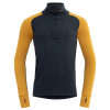 Devold Merino 235 EXPEDITION tričko se zipem dlouhý rukáv - pánské - zelená/žlutá Velikost: S