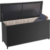 Mendler Box na vankúše z polyratanu HWC-D88, záhradný box na vankúše ~ Premium Čierna, 63x135x52cm 320l