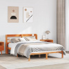 vidaXL Posteľný rám s čelom voskový hnedý 135x190 cm borovicový masív 3306554