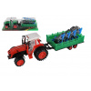 Teddies Traktor s vlekom s pluhom plast 53cm na zotrvačník 2 farby v blistri