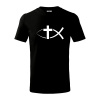 Ježíšova ryba - Tričko detské bavlnené - 146 cm/10 rokov ( Čierna )