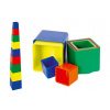 Kubus pyramída skladačka hranatá plast 4 farby 9x9x9cm 12m+