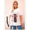 Kesi Włoski Dámske bavlnené tričko Plus Size s nápisom „Day Dream“ biela + tmavomodrá