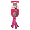 KONG Wubba Weaves L (33 cm) - pískacia hračka pre psa, s chvostmi a zapletenou loptou - ružová