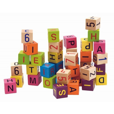Woody Farebné kocky s písmenami a číslami 40ks