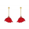 Doria Náušnice zlaté z ocele visiace červené kvety J384
