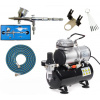 Airbrush set: Kompresor AS-186 a pištoľ Fengda BD-180 0,2mm + hadica + stojan + čistiace kefky