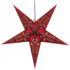 Guru Shop Vianočná hviezda 60 cm – červená s čierno-ružovým vitrážnym vzorom