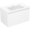 Mexen Rivel, kúpeľňová skrinka 80 cm s umývadlom Otis, 1 zásuvka, drážkovaná, biela matná, 91A20-08047-1-BF01-W18M01
