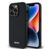 DKNY PU Leather Silver Metal Logo Magsafe kryt pre iPhone 14 Pro Max, čierny 57983120290