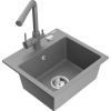 Mexen Milo, granitový drez 435x410x171 mm, 1-komorový a šedá batéria Duero, šedá, 6505-71-671600-71