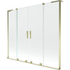 Mexen Velar L Duo, 2-krídlová posuvná vaňová zástena 200 x 150 cm, 8mm číre sklo, zlatá lesklá, 896-200-003-02-50
