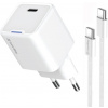 ColorWay AC nabíjačka GaN Mini 25W PD Port PPS USB-C, s káblom USB-C, biela CW-CHS052PDC-WT