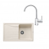 SET354 - Gránitový drez Blanco Sona 5 S biela soft + Kuchynská batéria Rosan Zerro JZ38101 chróm