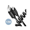 AXAGON BUCM-AM20TB, TWISTER kabel USB-C - USB-A, 1.1m, USB 2.0, 3A, ALU, tpe, černý
