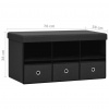 vidaXL Skladacia úložná lavica čierna 76x38x38 cm umelý ľan - Čierna - 21332-162865