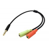 Redukce pro sluchátka a mikrofon 4pólový jack3,5 M-2xjack 3,5F, kabel 25 cm