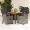 5dílný zahradní bistro set s poduškami šedý polyratan Šedá 3276886