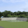 Vonkajší koterec pre psov so strechou striebor. 12x12x2,5m oceľ