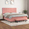 vidaXL Posteľný rám boxsping s matracom ružový 160x200 cm zamat - Ružová - 176982-111159