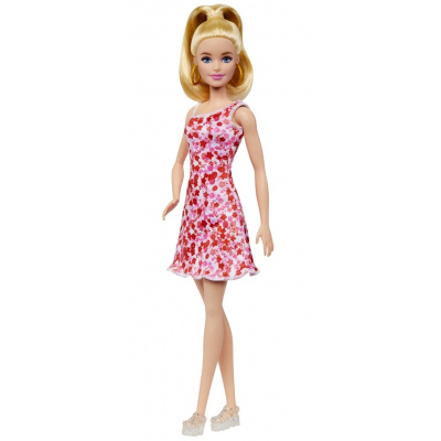 Mattel Barbie modelka 205 růžové květinové šaty, HJT02