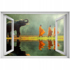 Samolepiaca dyha 3d okno Elephants Monks 90x60 (Samolepiaca dyha 3d okno Elephants Monks 90x60)