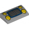 88930pb149 Light Bluish Gray Slope, Curved 2 x 4 x 2/3 with Yellow Car Headlight (Světle modrošedý svah, zakřivený 2 x 4 x 2/3 se žlutými světlomety automobilů)