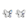 Evolution Group Strieborné náušnice kôstka s krištáľmi Swarovski biely motýľ 31251.1
