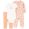 CARTER'S Set 3dielny overal, body kr. rukáv, legíny Pink Fruit / Floral holka 9m / veľ. 74