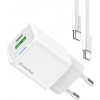 ColorWay AC nabíjačka GaN Mini 30W PD Port PPS USB (Type-C PD + USB QC4.0), s káblom Type-C, biela CW-CHS053PDC-WT