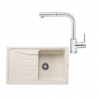 SET355 - Gránitový drez Blanco Sona 5 S biela soft + Kuchynská batéria Rosan Zerro JZ38601 chróm
