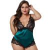 Dámská košilka s kahotkami Green Lace Silky Satin Plus Size Chemise Velikost: 2XL (50-52)