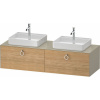 DURAVIT White Tulip závesná skrinka pod dve umývadlá na dosku, 2 zásuvky, 1600 x 550 x 408 mm, dub prírodný masív/taupe vysoký lesk, WT4891BH5H30000