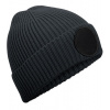 Beechfield Zimná čiapka s kruhovou nášivkou B332R Graphite Grey one size