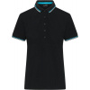 James & Nicholson | JN 1305, Dámske piqué polo, čierna - biela - modrá turquoise, XL